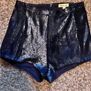 Silence + Noise High Waist Shimmering Blue Shorts